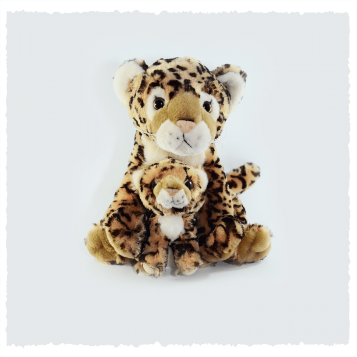 Peluche de Leopardo con Cría 25 cm